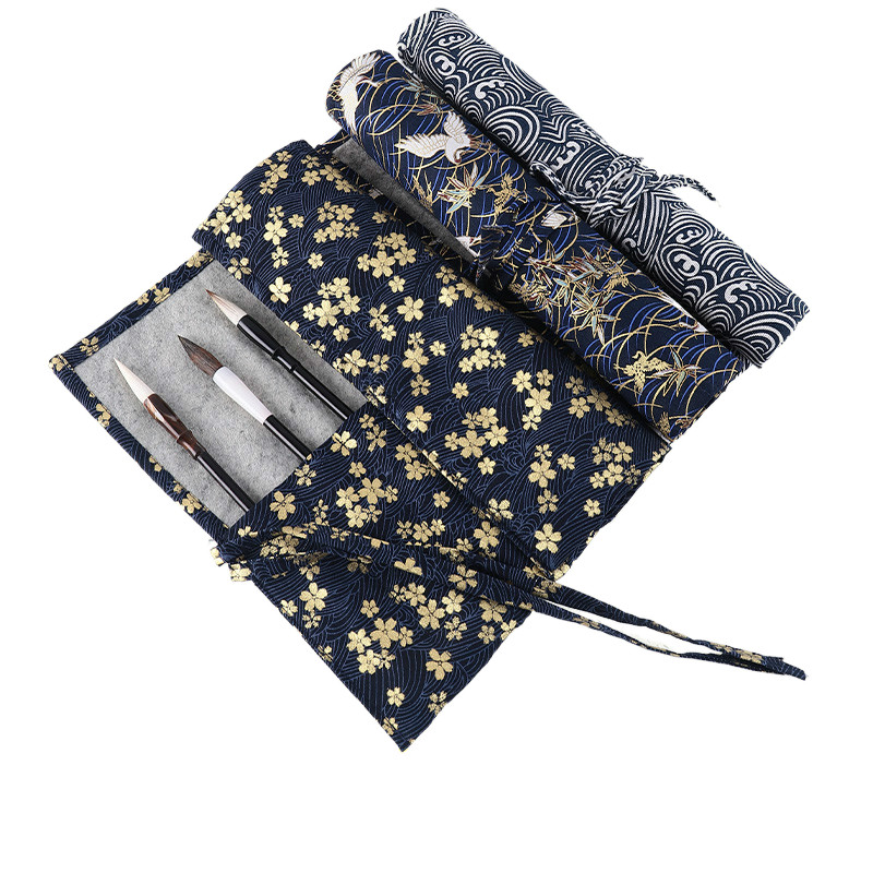 

Aquarelle Brush Pen Pencil Bags Rolling Chinese Calligraphy Watercolor Brush Pencil Pouch Canvas Simple Portable Pencil Case