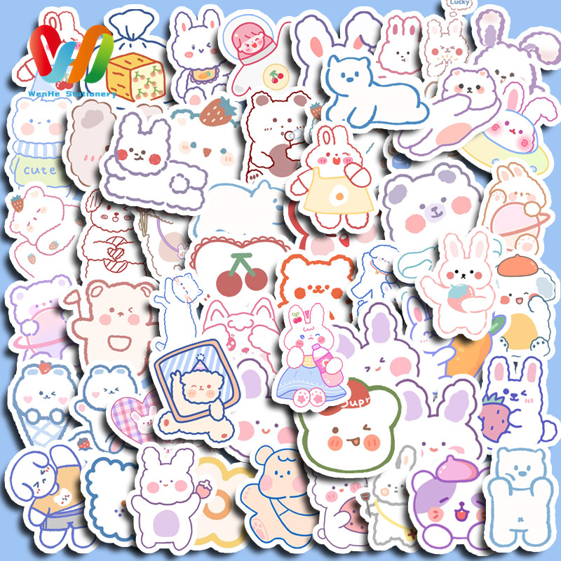 

90pcs stiker Beruang Line yang Lucu DIY untuk Komputer, Washi, Scrapbooking, Laptop, Alat Tulis, Seni, dan Kerajinan.
