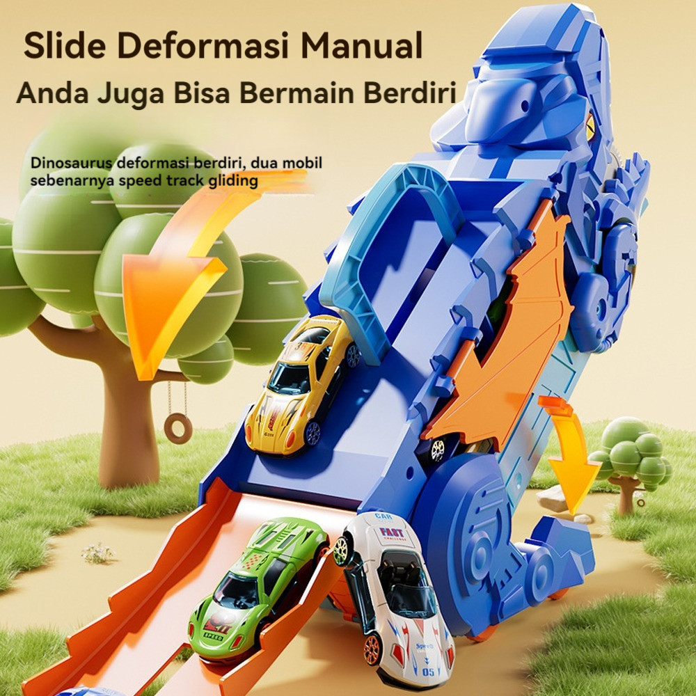 

Mainan anak Mobil Truk Dinosaurus Deformed Kontainer Slide Storage Car Truck Dino Swallowing Car