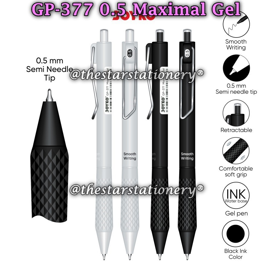 

(1 Biji) Gelpen JOYKO GP-377 0.5 mm Gel Pen Black / Gel Pen Pulpen Pena Joyko GP-377 Maximal Gel