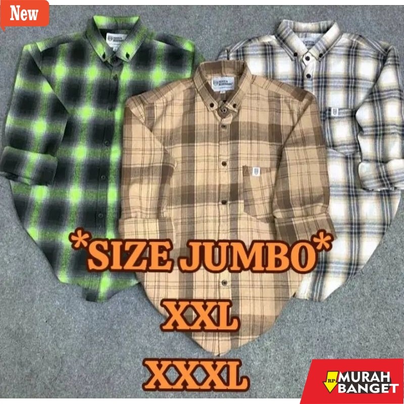 kemeja kotak kotak cowok KEMEJA FLANEL JUMBO SIZE XXL DAN XXXL PRIA WANITA