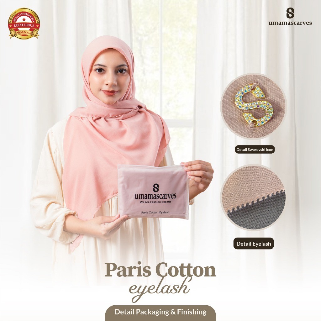 Hijab PARIS COTTON EYELASH POUCH Metal Logo (S) Diamond Original Umama Scarf