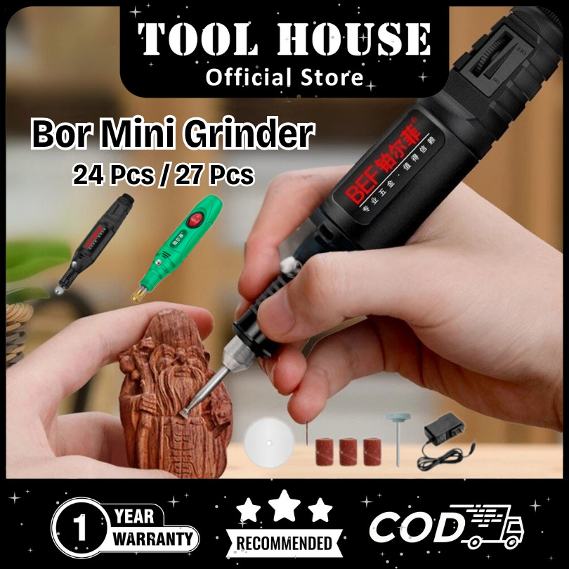

Kekebaharu_ - Tool House Mini Grinder 13W + 27/24pcs Bor & Mata Grafir Ukir Kayu