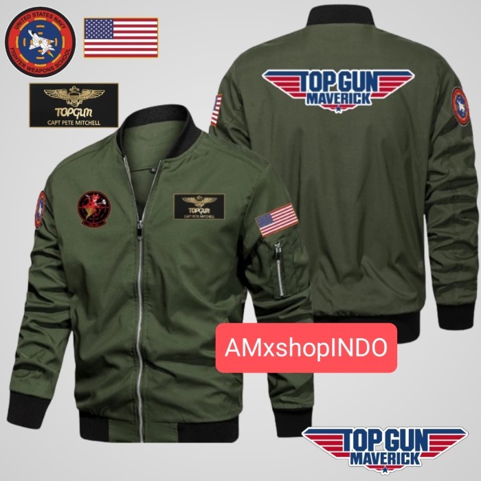 JAKET BOMBER TOP GUN ARMY MAV_ERICK PRIA CASUAL TOP GUN - Navy, XXL