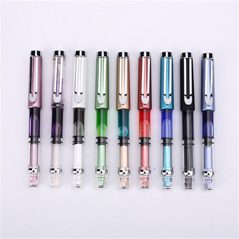 

1-Piece Transparent Piston Fountain Pen EF Nib Metal Clip Large Capacity Ink Pens School Office Writing Stationery