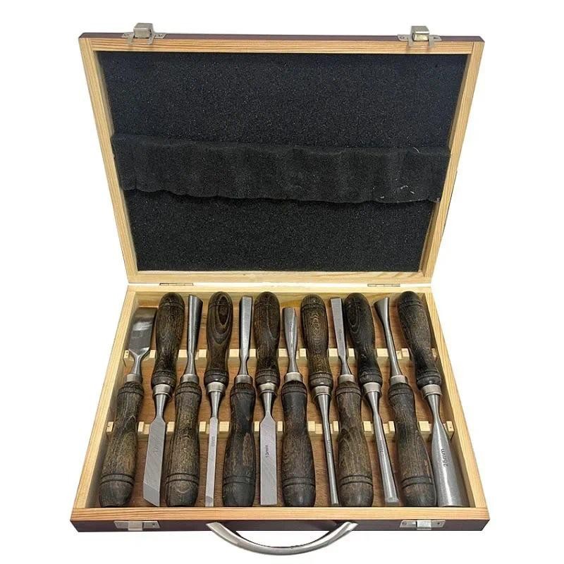 

4/12PCS Wood Carving Knife Chisel Woodworking Cutter Hand Tool Set Carpentry Flat Chisel Professional Sculptural Wood Chisel