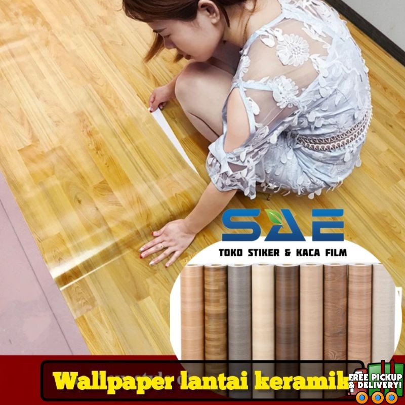 Wallpaper Sticker Lantai Keramik Dinding Dapur Meja Lemari Pintu Kayu Triplek Pvc Berperekat L-120Cm