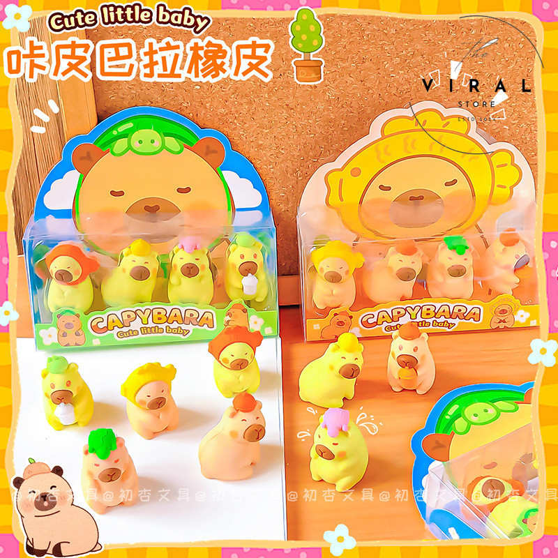 

THE VIRAL STORE Penghapus Setip Miniatur Didalam Mika Krakter Capybara Premium 1 Set Isi 4 Pcs Kapibara Hewan Lucu Unik Imut Termurah Grosir Cod