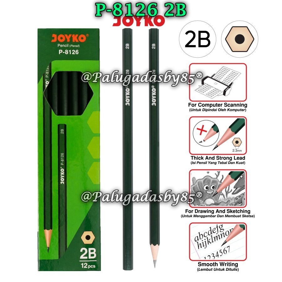 

(1 Pak/12 Pcs) GROSIR Pensil Joyko P-8126 2B / Pencil Pensil Joyko P-8126 (1 Pak/12 Pcs)