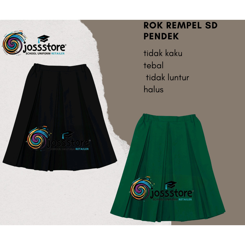 ROK PENDEK Sekolah SD Rok Rempel Perempuan Seragam Sekolah SD MI Warna Hijau Hitam