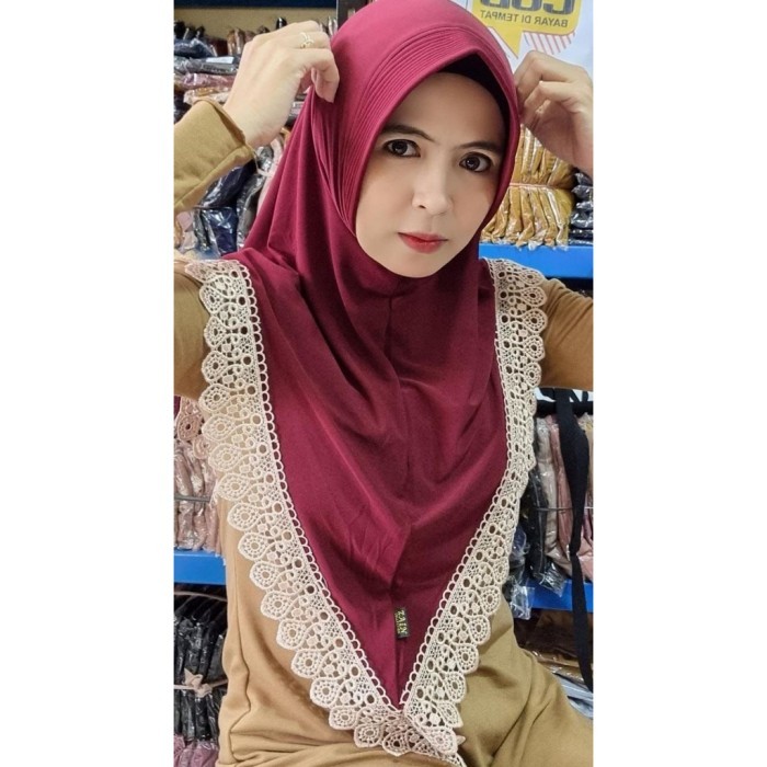 Jilbab Instan Premium Hijab Mirza Mix Renda Pet Busa Zain Collection