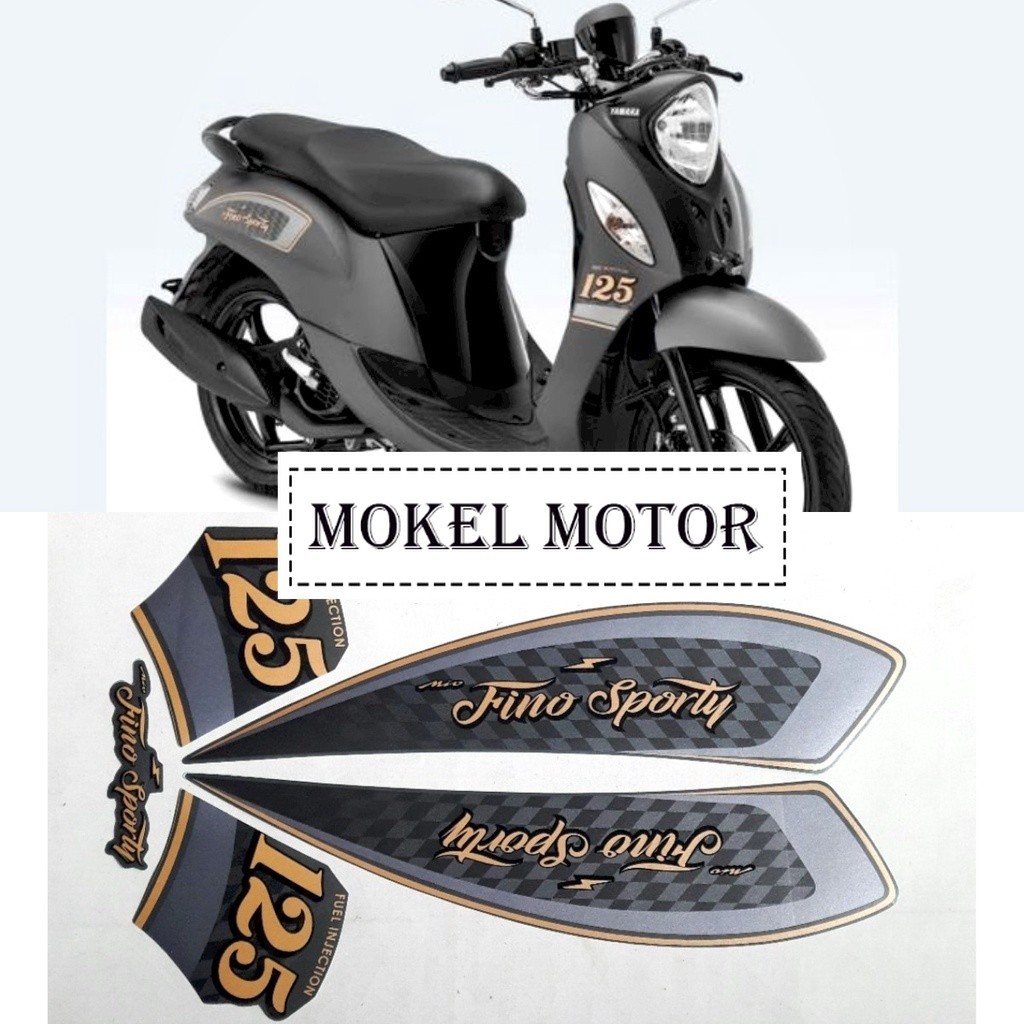 Striping stiker polet list motor yamaha fino sporty 125 fi 2021 abu list standar berkualitas termura