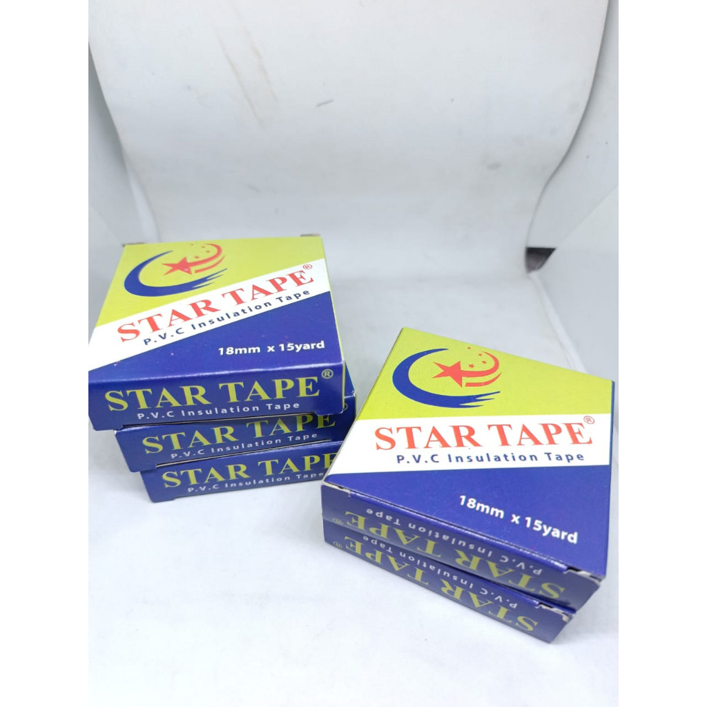 ISOLASI LAKBAN HITAM KECIL KABEL LISTRIK MEREK STAR TAPE 1 KOTAK ISI 1 ROLL