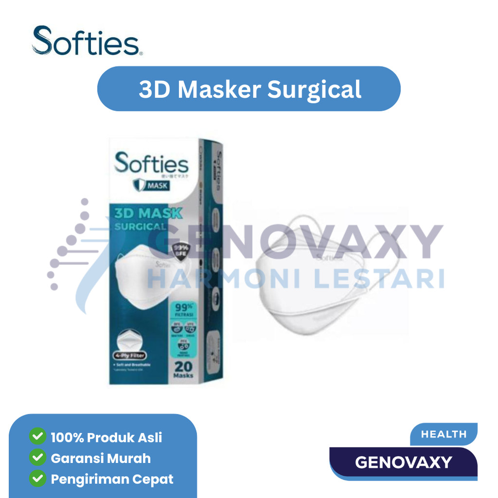 Softies Masker Surgical 3D Pink 5s