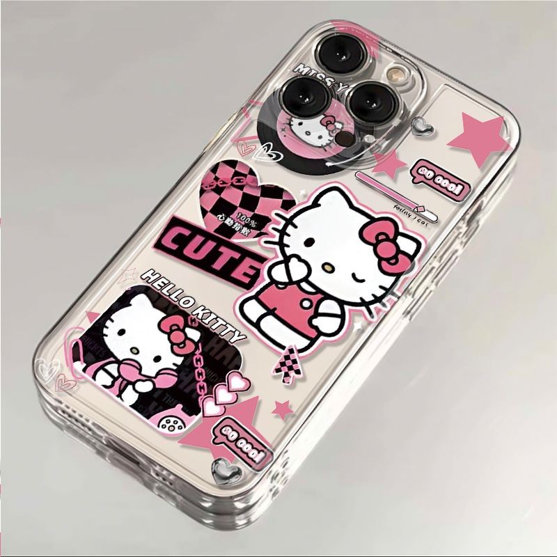 

Cool Sanrio Hello Kitty Phone Case For iPhone 16 15 14 13 Pro Max 11 12 13 Pro X XR XS MAX 7 8 Plus Y2K Gift Soft Clear Cover