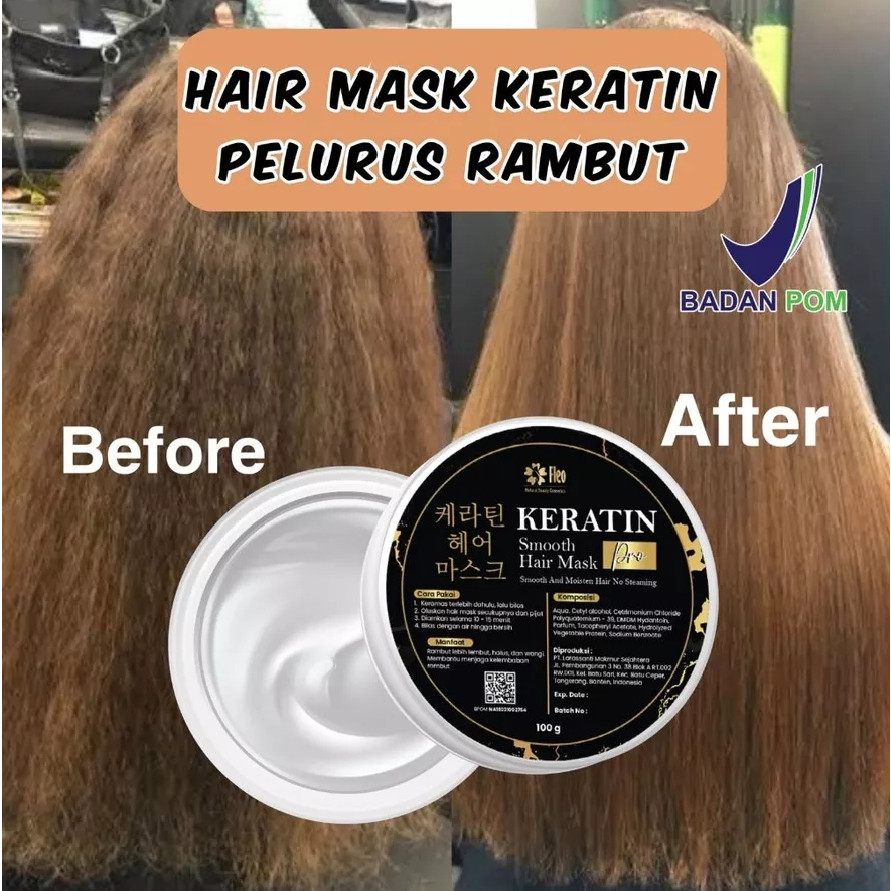 FLEO Hair Mask Keratin Smoothing 100gr / Masker Keratin Pelurus Rambut Korea / Hair Mask BPOM