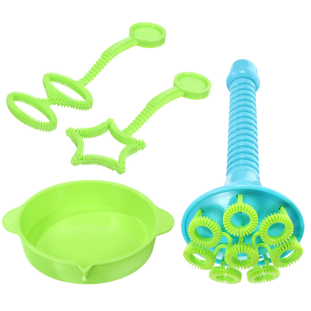 

Plate Baby Bath Toys Gumballs Wands with Tray Blow Bubbles Blowing Soap Tools