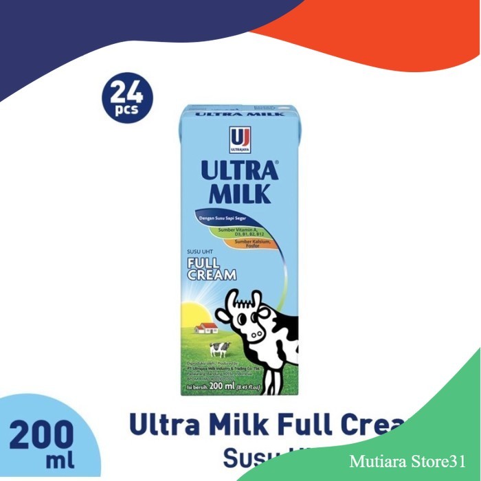 

UHT ULTRA MILK 200ml KARTONAN (1 dus isi 24 pcs) - FULL CREAM
