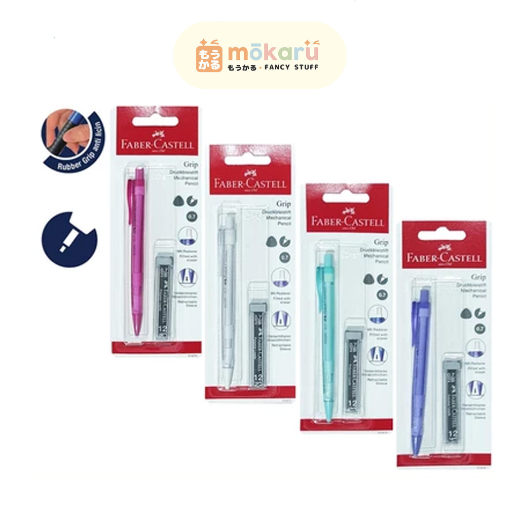 

Faber Mechanical Pencil + Refill Grip 0.7mm Transparan SET / Pensil Mekanik Transparan