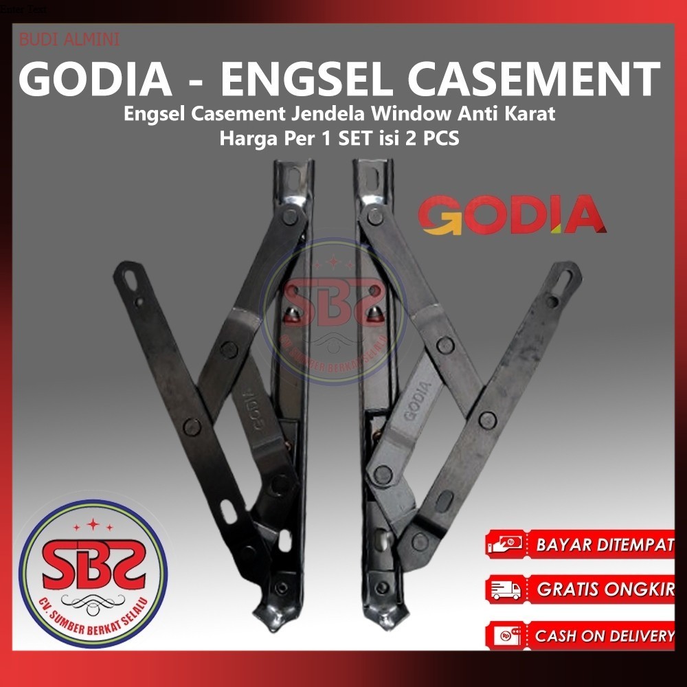 GODIA - ENGSEL CASEMENT - Engsel Jendela Casement Window Kayu Alum 8'' 10" 12" 14" 16'' 18" 20" In