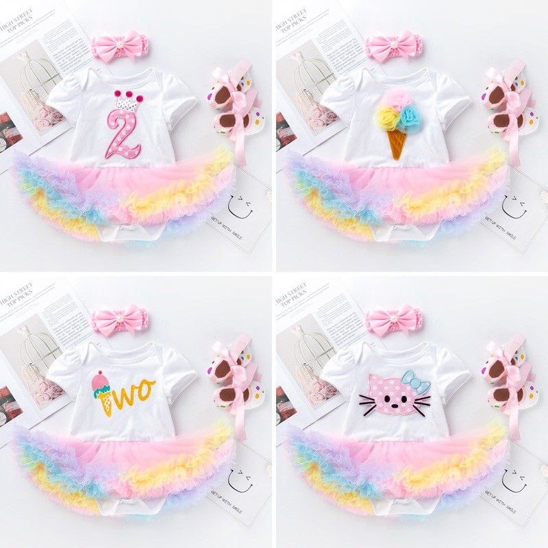 Bellini - Jumper dress / jumpsuit anak dan bayi perempuan rok tutu motif rainbow - JPB