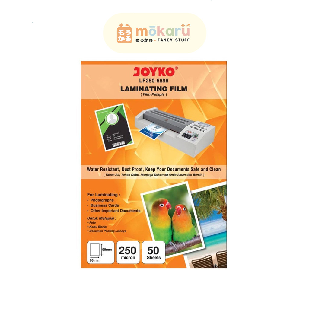 

Joyko Laminating Film LF250-6898 (KTP) / Plastik Laminating KTP 250 Mic Murah