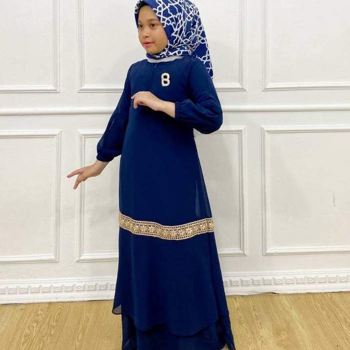 PRILLY BUSANA - Ariel Gamis Malaysia Renda Anak - Dress Anak - Kurung Melayu - Ceruty