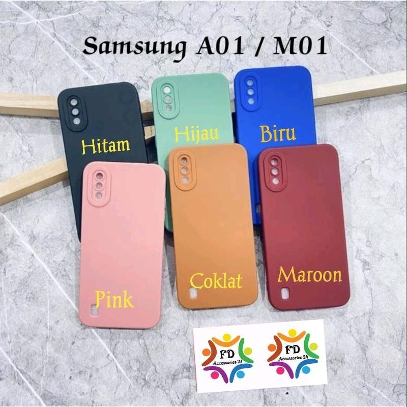 SoftCase Macaron Untuk Hp Samsung Galaxy A01 M01 Tpu Procamera Hitam