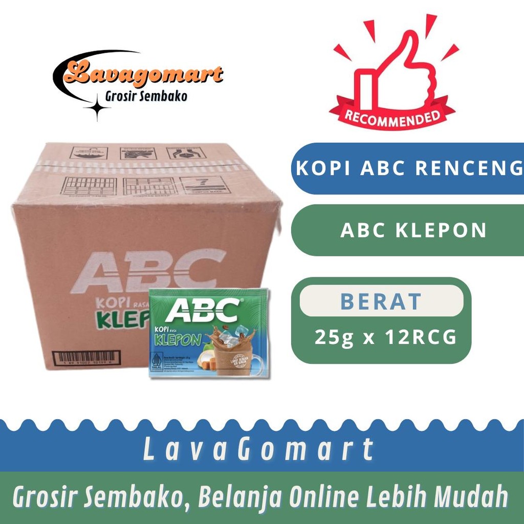 

KOPI ABC KLEPON 25g - 1 DUS - LAVAGOMART - BANDUNG