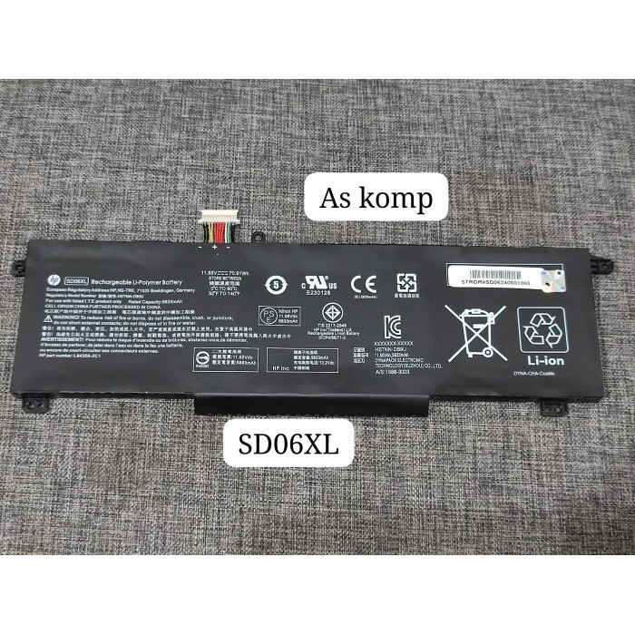 Baterai Battery Laptop HP Omen 15 15-Ek0003na 15-Ek1035TX 15-Ek0025tx SD06XL