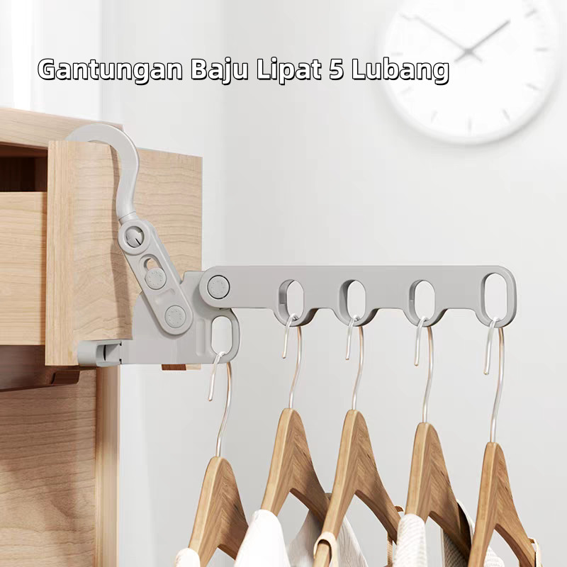 Gantungan Baju Lipat 5 Lubang/ Gantungan Baju Serbaguna/Gantungan Baju Lipat