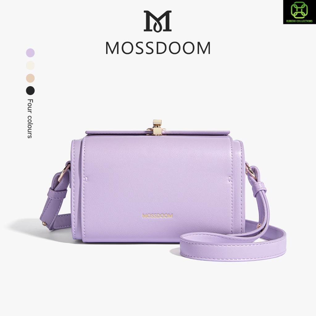 MOSSDOOM Tas Wanita Bexley Bag Tas Kotak Elegan Tas Selempang Desain Kunci Warna Solid