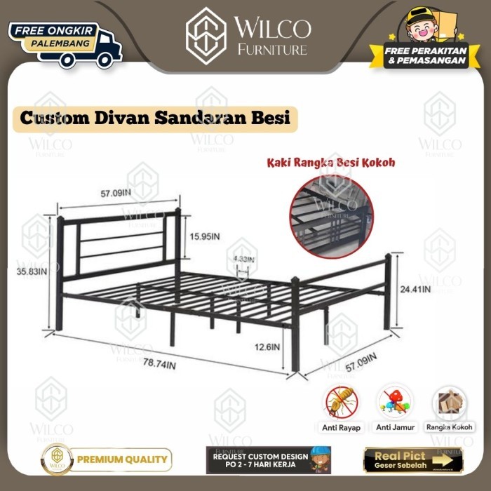 Divan Sandaran Custom Besi Hollow | Custom Ranjang Minimalis Besi Hollow | Custom Divan Besi Palemba