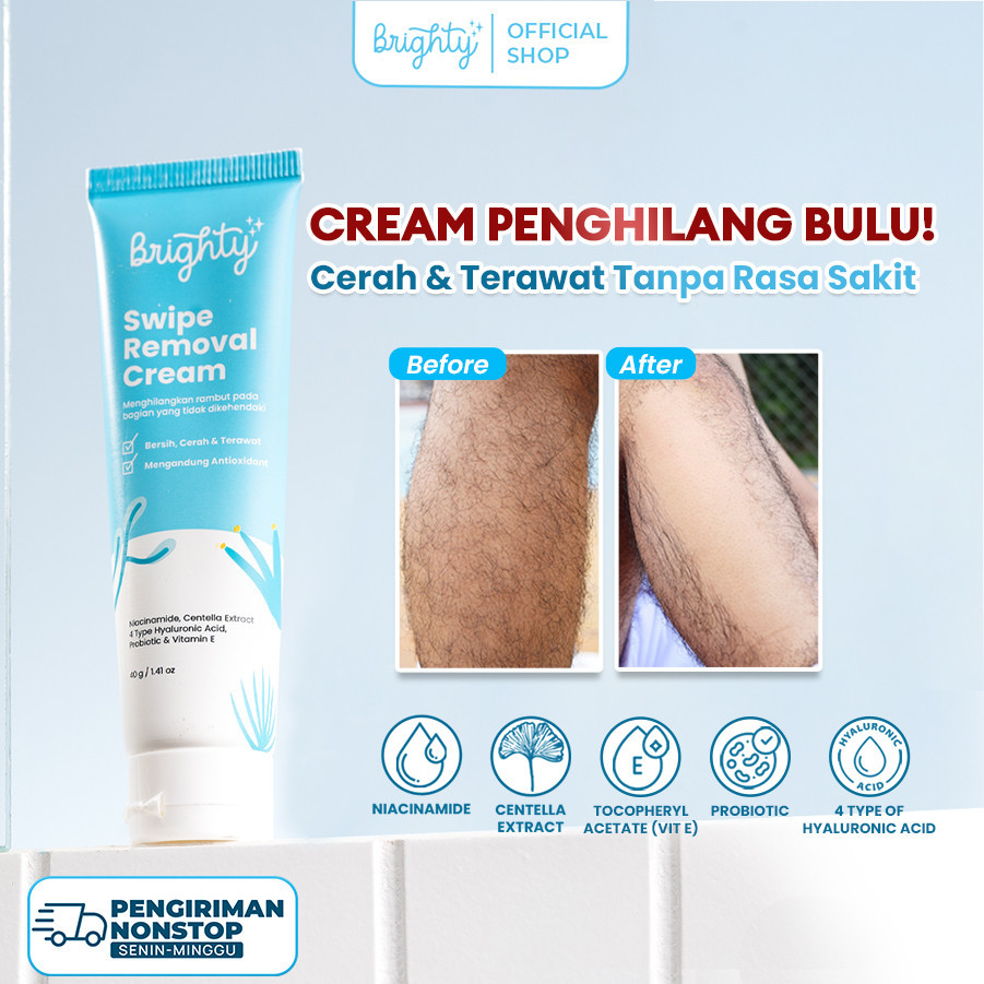 Brighty Swipe Removal Cream Waxing Ketiak Perontok Bulu Permanen Pencukur Bulu Sugar Wax Hair Remova