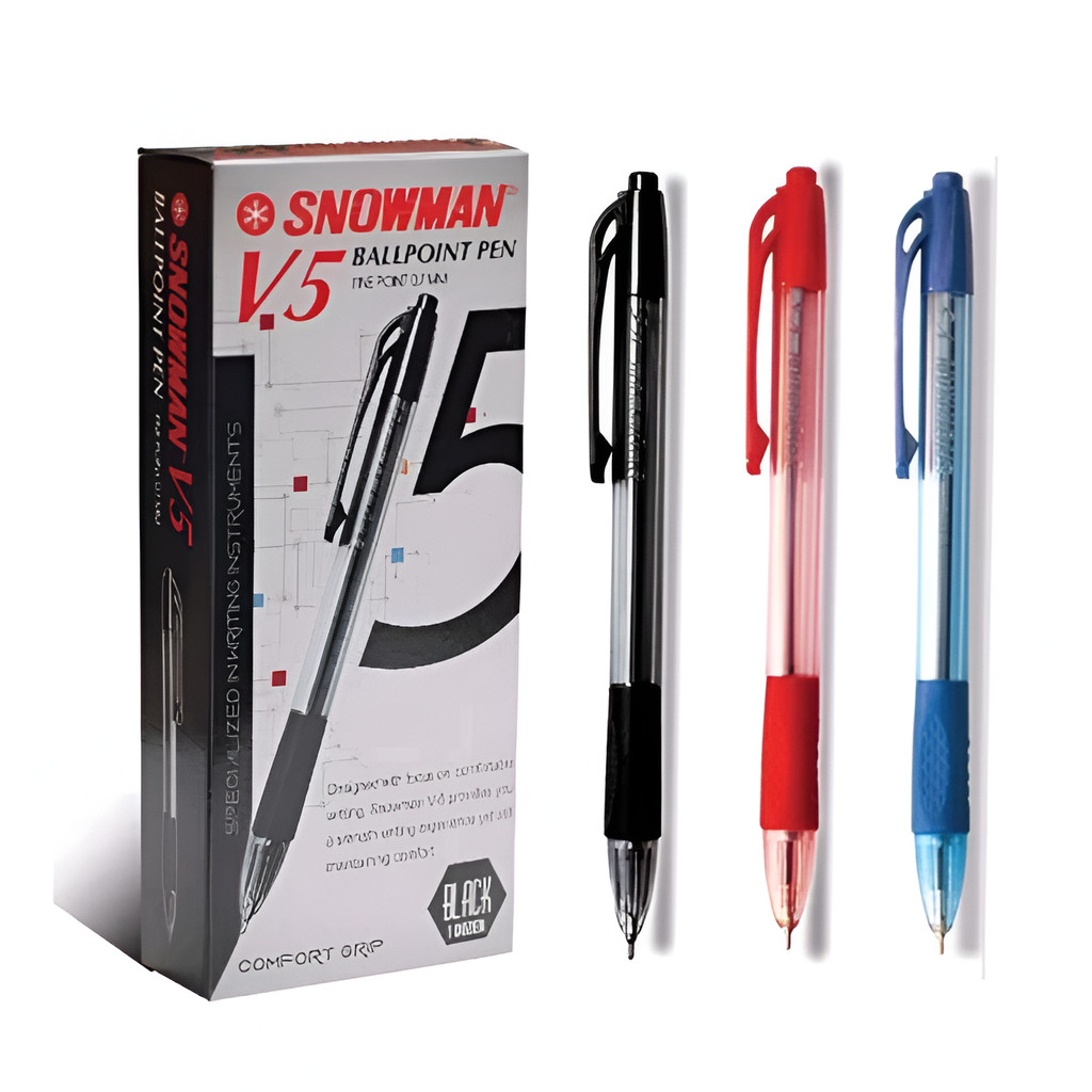 

Pulpen Snowman V5 0.7mm (1 Lusin / 12 PCS) - Ballpoint Bolpen Bolpoin Snowman V-5 V5 V 5 0.7 mm