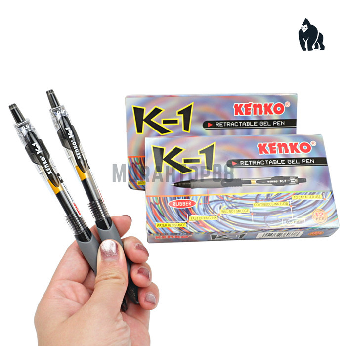 

[Promo]BEST Pulpen Kenko K-1 Retractable Gel Pen 0.5 mm Ballpoint Bolpen [12 PCS] - Hitam