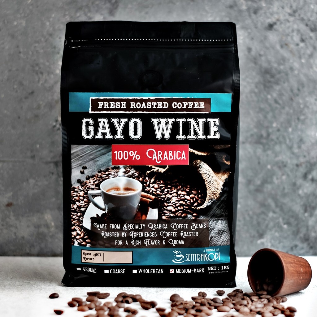 

Sentra Kopi - Arabika Gayo Wine 1KG - Bubuk / Biji - Aceh Gayo Arabica Coffee 1 KG