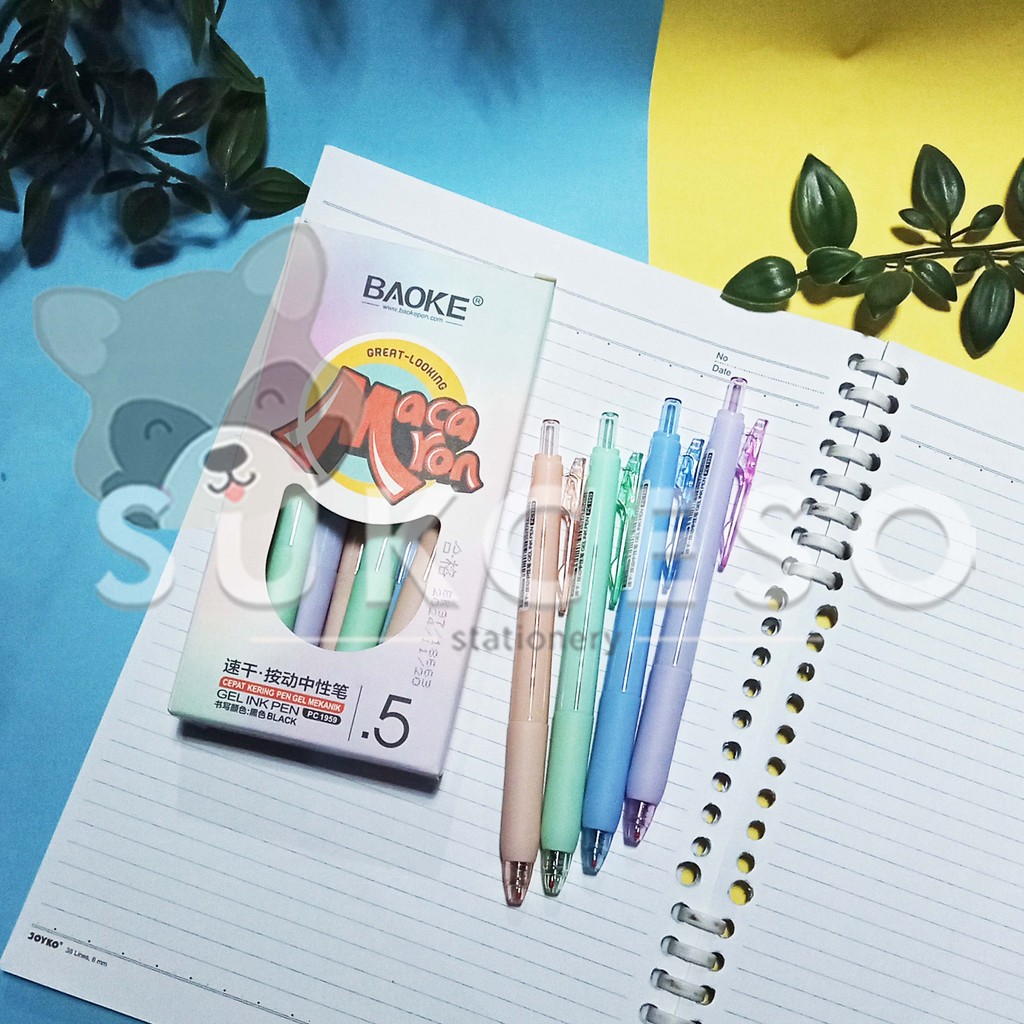 

BaoKe Retractable Gel Pen 0.5mm Macaron Black PC1959 SATUAN Pastel Murah