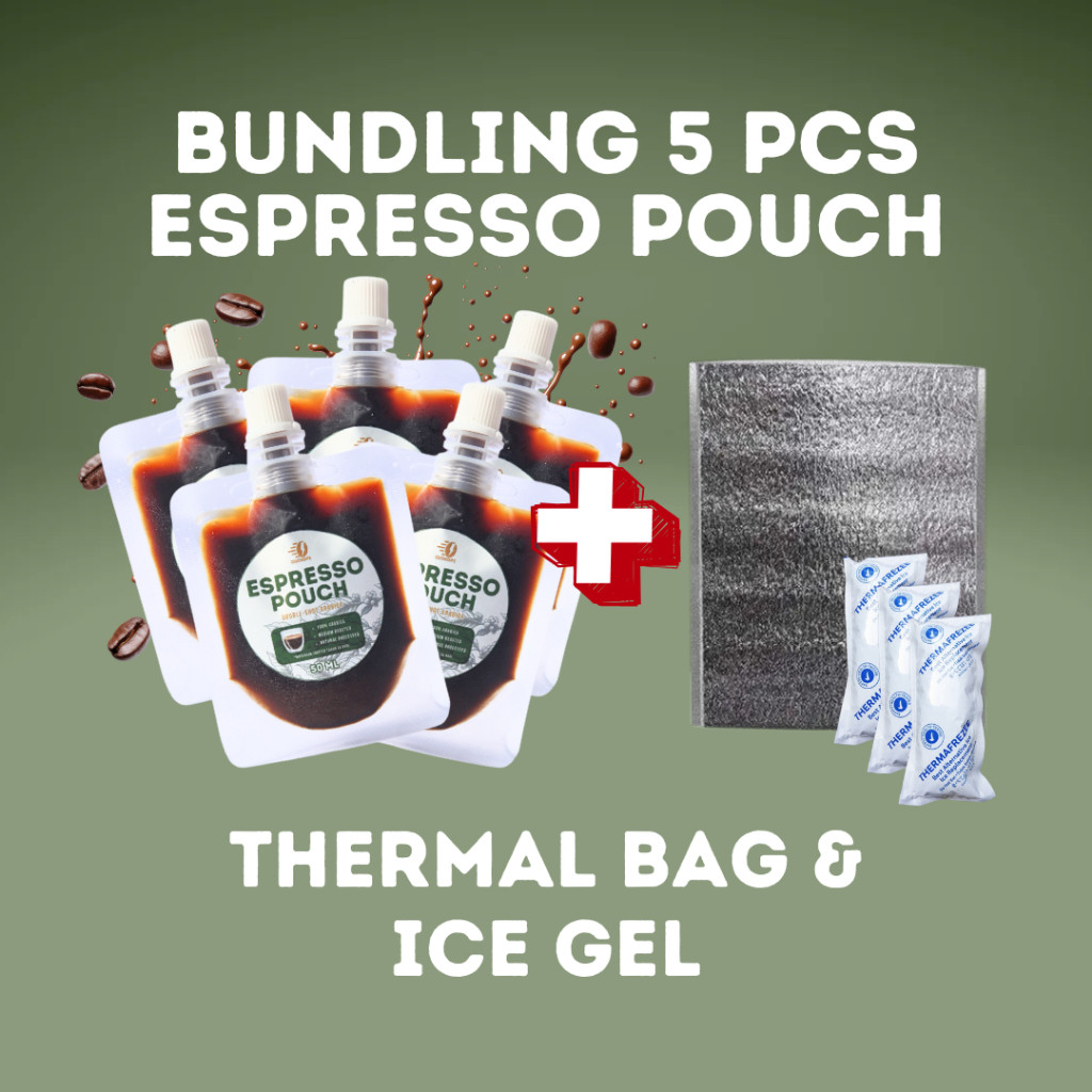 

QUIKOPI Bundling Espresso Pouch ARABIKA 5 pcs + Thermal Bag & Ice Gel - 100% Arabica Espresso 50 ML