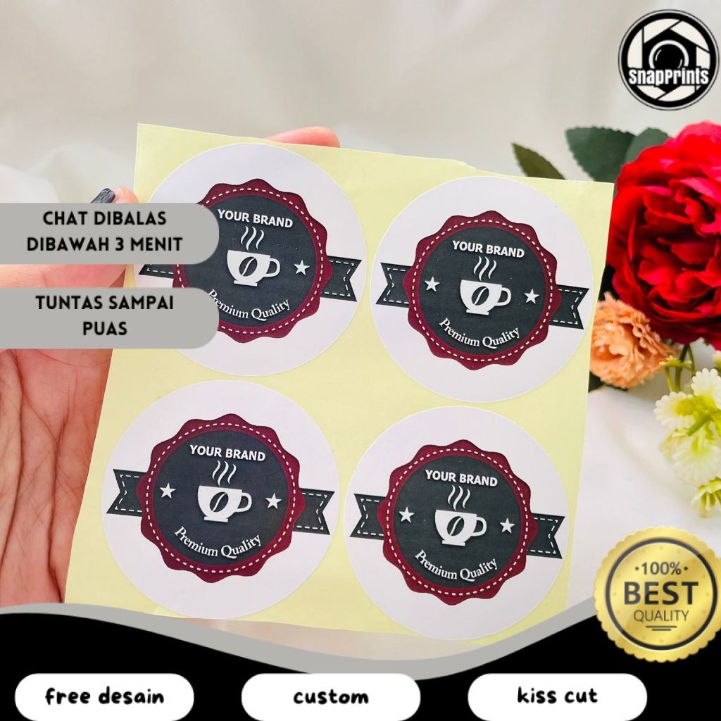 

SP 2-4 Cetak Sticker Label Minuman Murah Tema Kopi Stiker Kemasan Botol Cup Coffe Free Desain Coffee