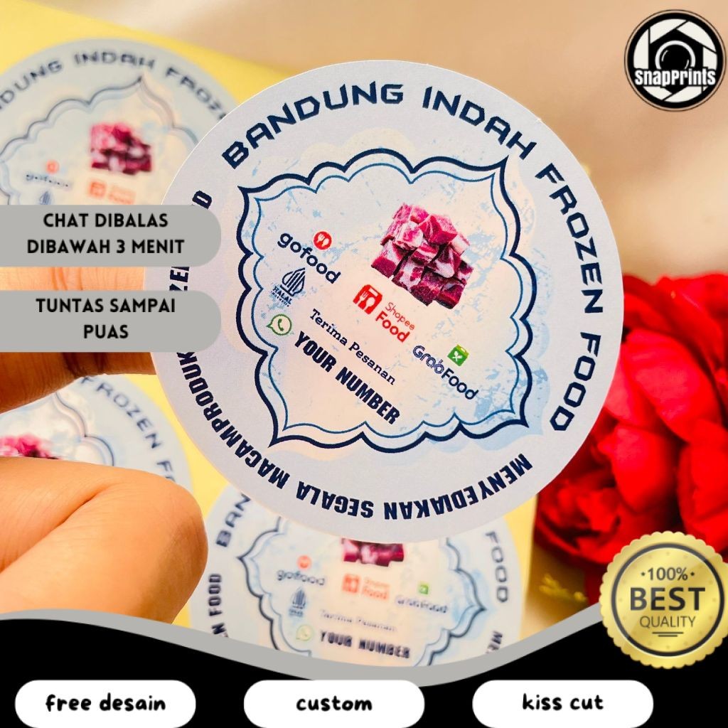 

SP Sticker Print Cetak Stiker Frozen Food Label Makanan Beku Produk Basah Bulat Chromo Murah