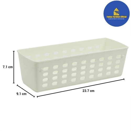 

BEST QUALITY Keranjang Kotak Storage Persegi Panjang Serbaguna 23x9x7cm_Putih