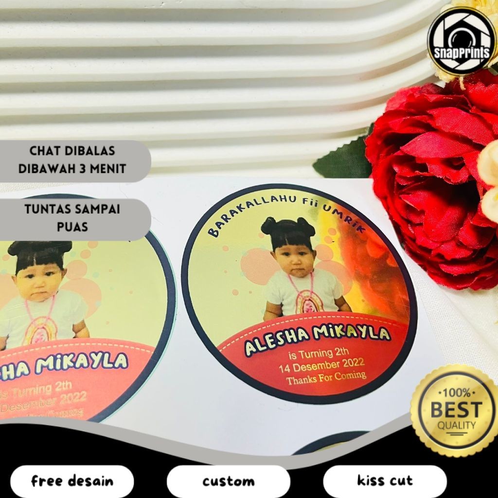 

SP 5-8 Stiker Gold/Silver Ulang Tahun Anak Sticker Label Undangan Happy Birthday Uk.Sedang