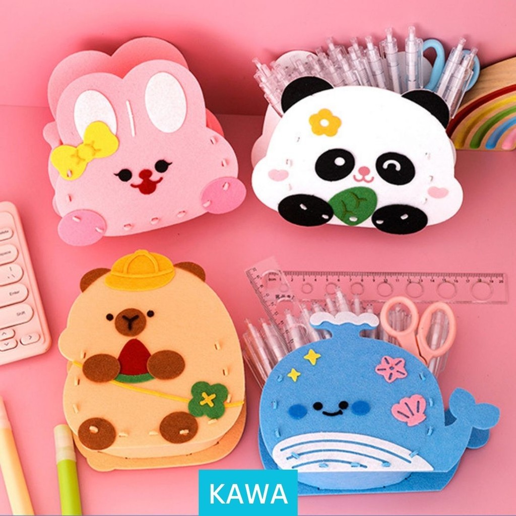 

KAWA Tempat Alat Tulis Bahan Flanel DIY Do It Yourself Prakarya Lucu Kotak Pensil Kapasitas Besar Aman digunakan