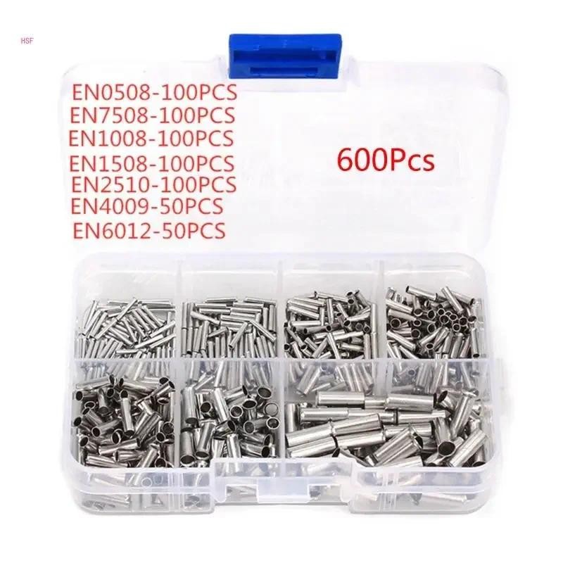 Pack of 600 Wire End Ferrules Assortment Wire End Ferrules set Uninsulated Cable Sleeves for Wire Co