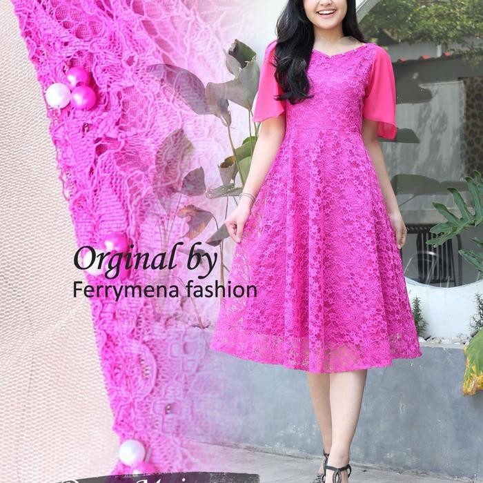 Dress maira viral by ferrymena fashion//dres natal terbaru//dress masakini Casual Denim Lilac Payet 