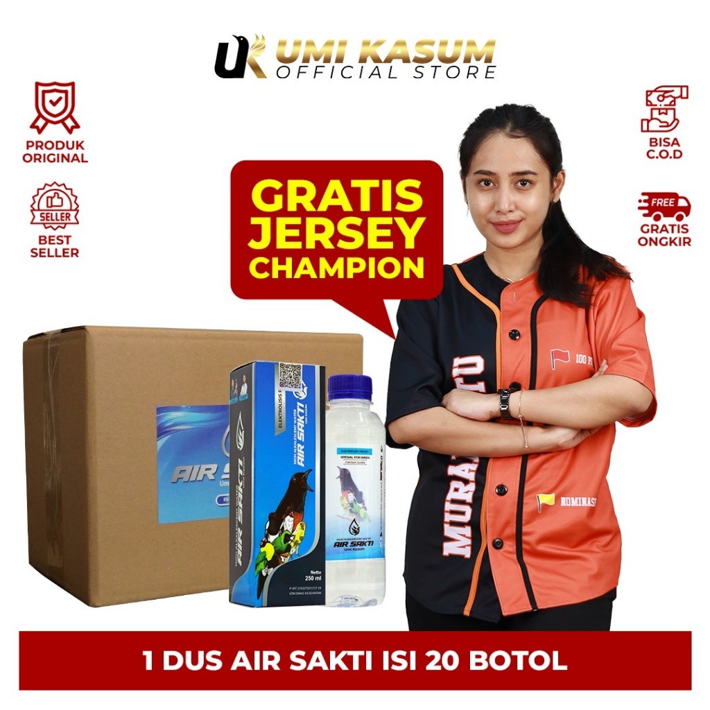 

Air Sakti Umi Kasum 1 Karton Isi 20 Botol Free Jersey Champion Desain Eksklusif I Air Burung Juara