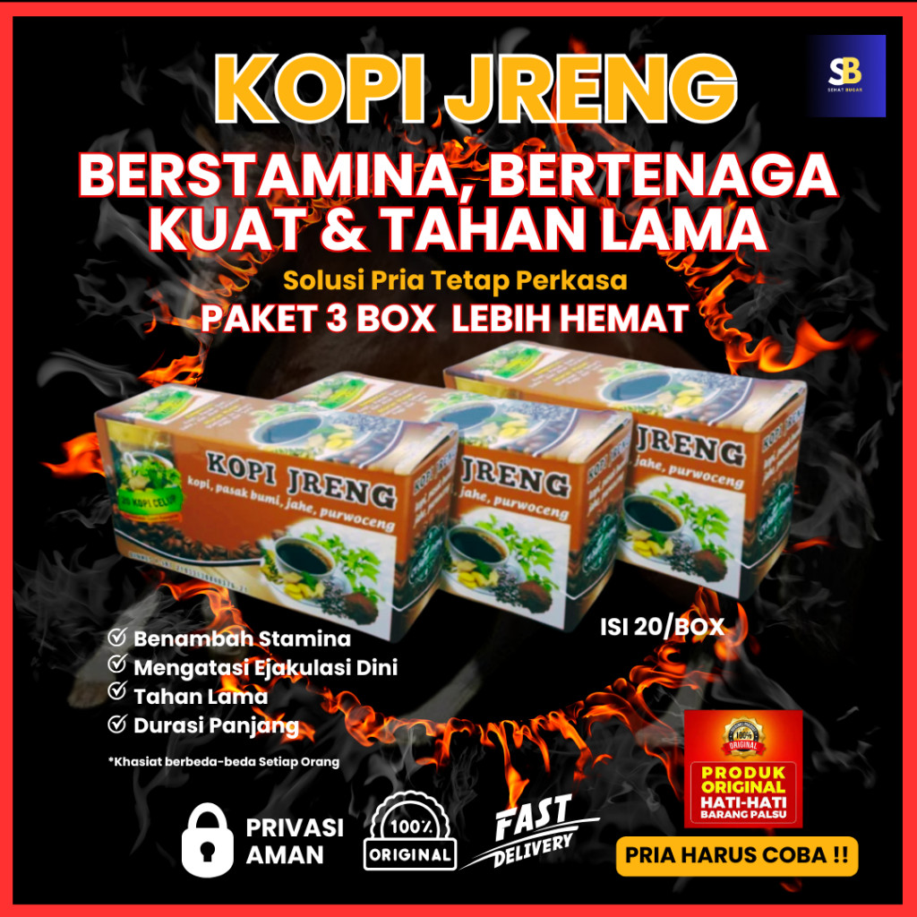 

Kopi Jreng Menjaga Kebugaran Tubuh Selama Bertempur Meningkatkan Gairah - 3 BOX