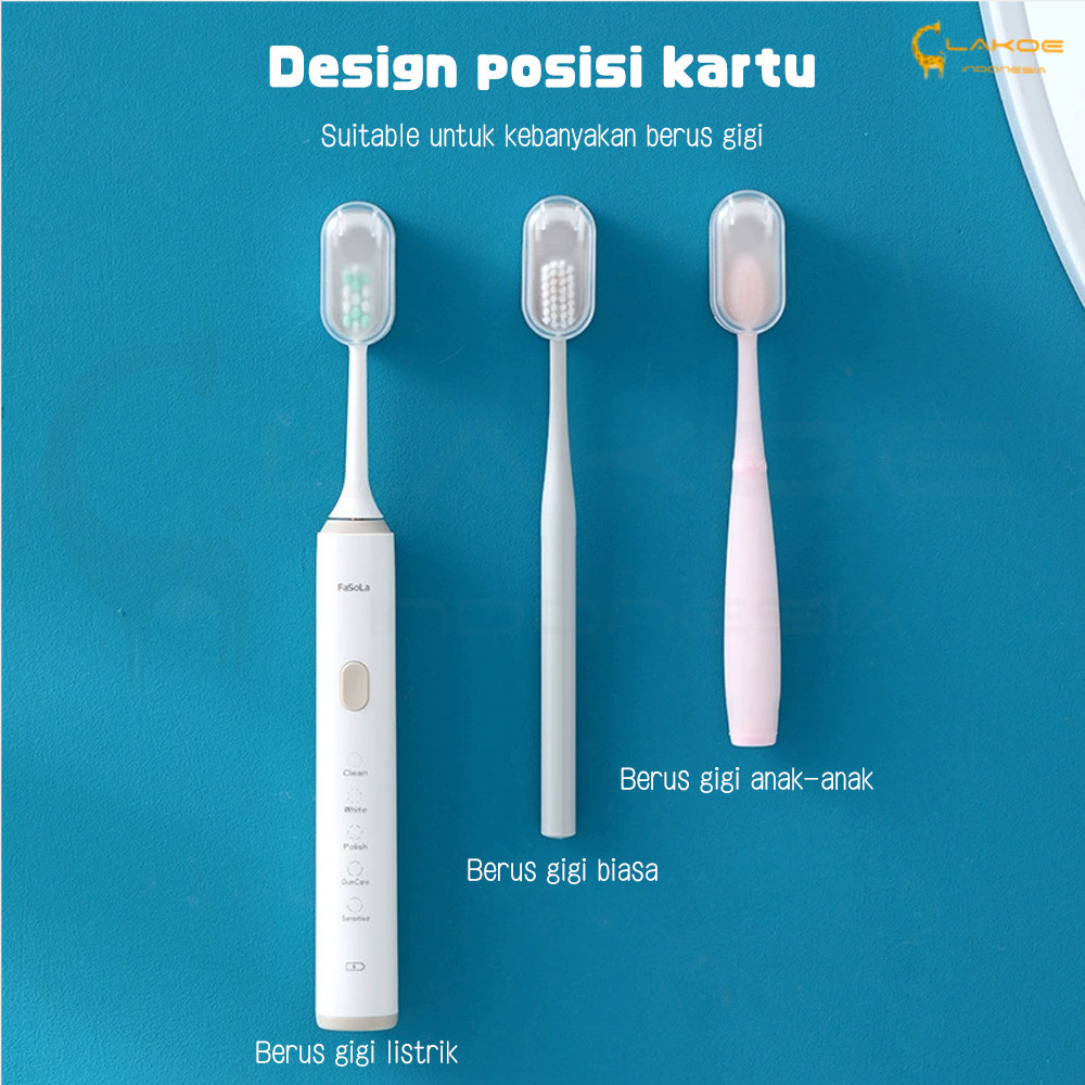 Lakoe Tempat Pelindung Sikat Gigi Rak Sikat Gigi Terpasang di Dinding Tooth Brush Organizer