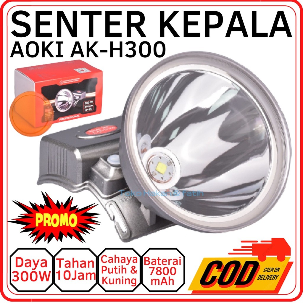 Cod Senter Kepala Led 300W - Senter Kepala Anti Air 300W Senter Sorot Led Super Terang - Senter Kepa